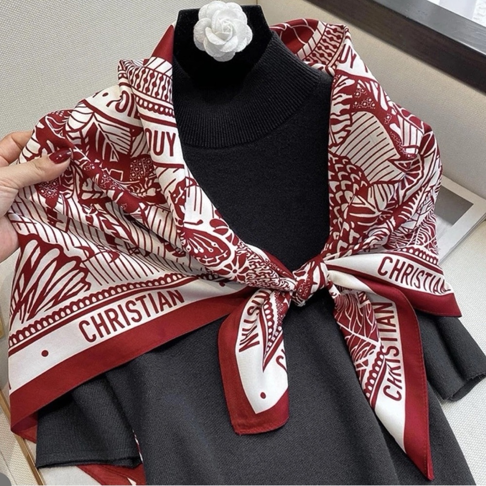 Christian Red and White Silk Scarf